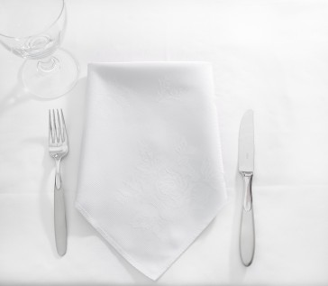 Table Cloth Rose Design 70x90 inches - Rectangular - White