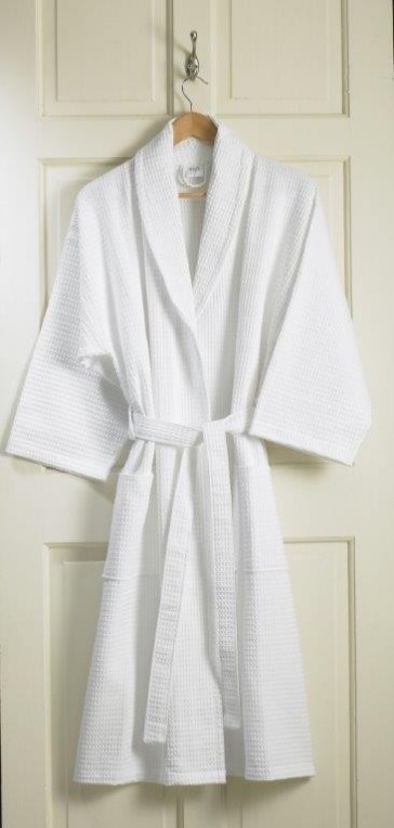 Waffle Robe White 280gsm  - Embroidered Logo