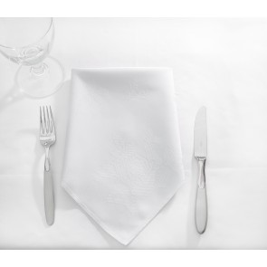 Table Cloth Rose Design 70x90 inches - Rectangular - White