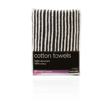 Salon Service Tinting Towel 12 pack, Black & White Stripe